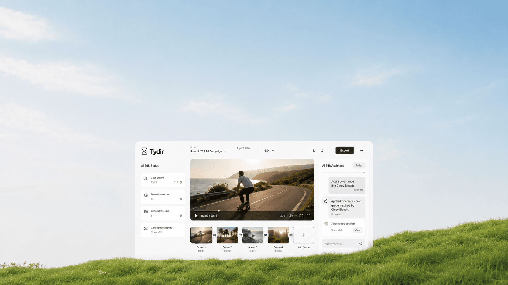 Tydir AI video editor